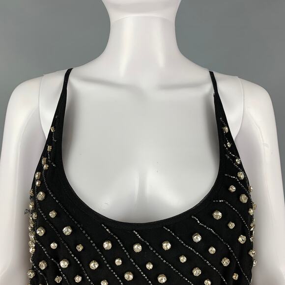 RETROFETE Size S Black Polyester Beaded Shift Dress - Picture 2 of 10